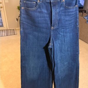 Express Women's Dark Blue Wide Leg Jeans